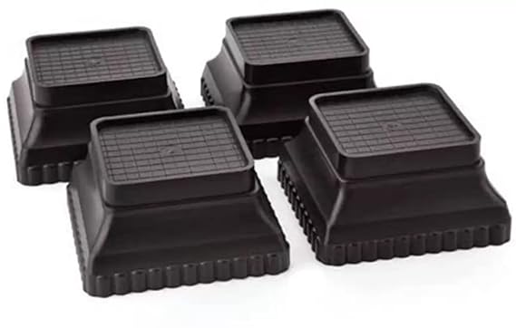 DALUCI Washing Machine Stand, Refrigerator Stand, Furniture Base Stand, Fridge Stands for Single Door and Double Door - Pack of 4 (Black Square)