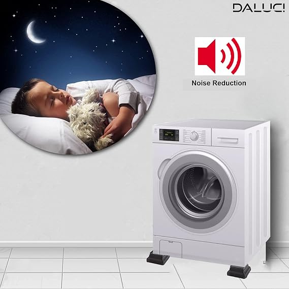 DALUCI Washing Machine Stand, Refrigerator Stand, Furniture Base Stand, Fridge Stands for Single Door and Double Door - Pack of 4 (Black Square)