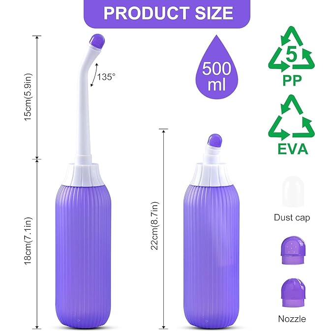 Portable Bidet Spray for Toilet – Handheld Retractable Jet Sprayer with Anti-Slip Bottle & Angled Nozzle | Travel-Friendly Personal Hygiene Cleaner with Carry Bag (Multicolor)