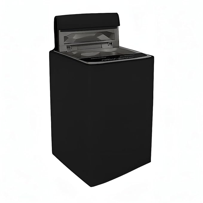 Top Load Fully Automatic Washing Machine Cover for 6 kg, 6.5 kg, 7kg & 7.5 kg | Waterproof & Dustproof Polyester Fabric with Zipper | Protective Cover for Washing Machine (Black, 59X59X86 CM)