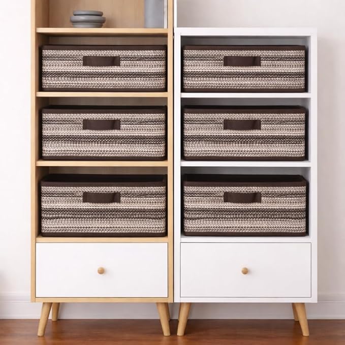 Foldable Wardrobe Organizer Storage Box (Pack of 6) | Premium Clothes Storage Basket for Wardrobe & Closet
