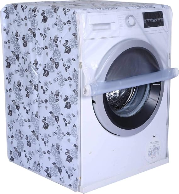 DALUCI Washing Machine Cover Front Load – Suitable for Bosch 6.5 Kg,7 Kg, 7.5 Kg, 8 Kg, 8.5 Kg & 9 Kg Front Load Models – Waterproof & Dustproof Protective Cover (Half White & Grey, 63Cmsx63Cmsx81Cms)