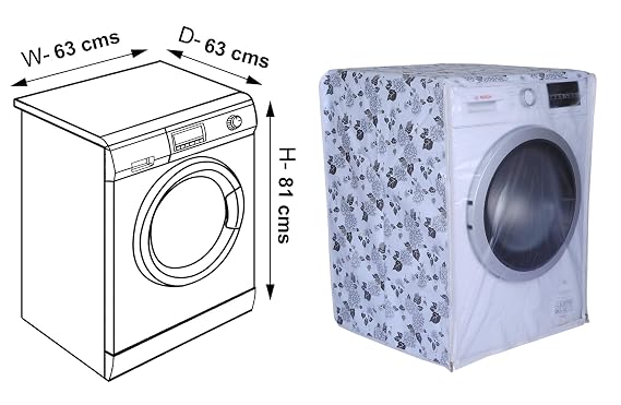 DALUCI Front Load Washing Machine Cover Suitable for Samsung 6.5 Kg & 8Kg (Half White & Grey, 63Cmsx63Cmsx81Cms)