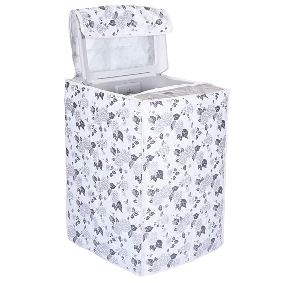 DALUCI Waterproof & Dustproof Top Load Washing Machine Cover | Compatible with IFB 6.5 Kg - 7.5 Kg Fully Automatic (Half White & Grey, 60cms X 60cms X 90cms)