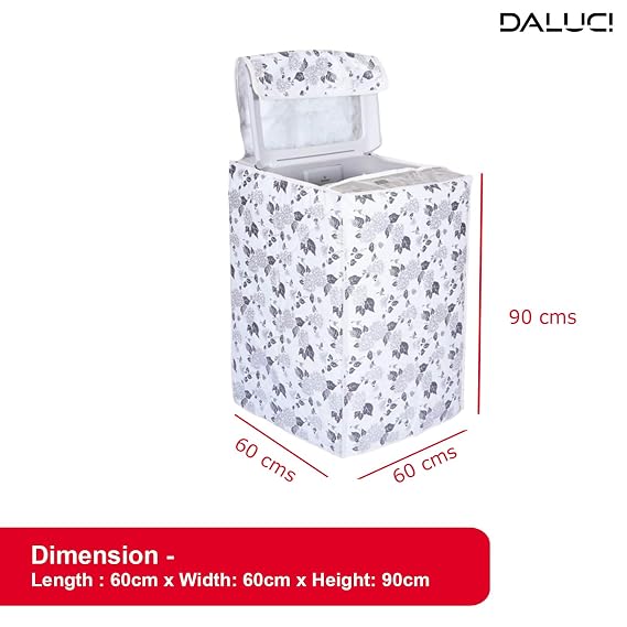 DALUCI Waterproof & Dustproof Top Load Washing Machine Cover | Compatible with IFB 6.5 Kg - 7.5 Kg Fully Automatic (Half White & Grey, 60cms X 60cms X 90cms)