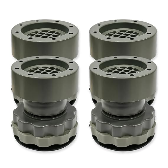 DALUCI Anti Vibration Pads for Washing Machine & Refrigerator – 4 Pcs Shock Absorber Rubber Feet with Height Adjuster | Noise Cancelling, Non-Slip Heavy Duty Stand for Dryer, Washer, Fridge