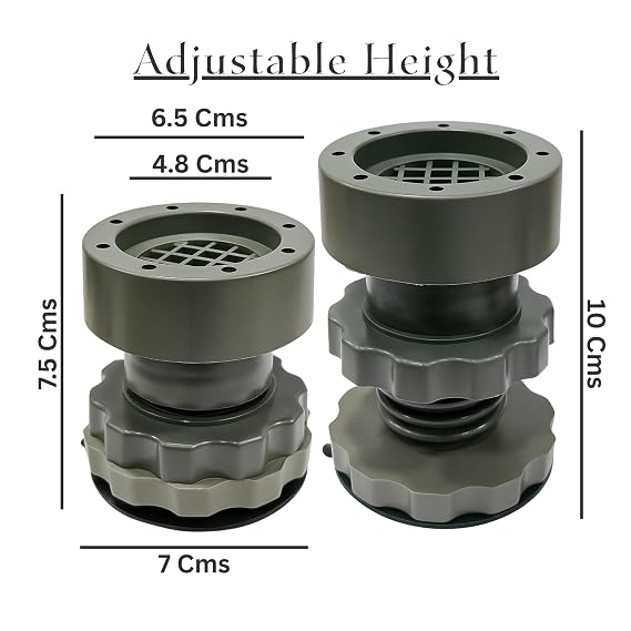 DALUCI Anti Vibration Pads for Washing Machine & Refrigerator – 4 Pcs Shock Absorber Rubber Feet with Height Adjuster | Noise Cancelling, Non-Slip Heavy Duty Stand for Dryer, Washer, Fridge