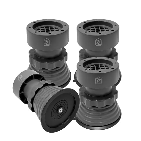 DALUCI Anti Vibration Pads for Washing Machine & Appliances – Heavy Duty Rubber Feet with Suction, Noise Reduction, Shock Absorber Base – Set of 4 Adjustable Pads for Washer, Dryer, Refrigerator | Anti Vibration Pads for Washing Machine