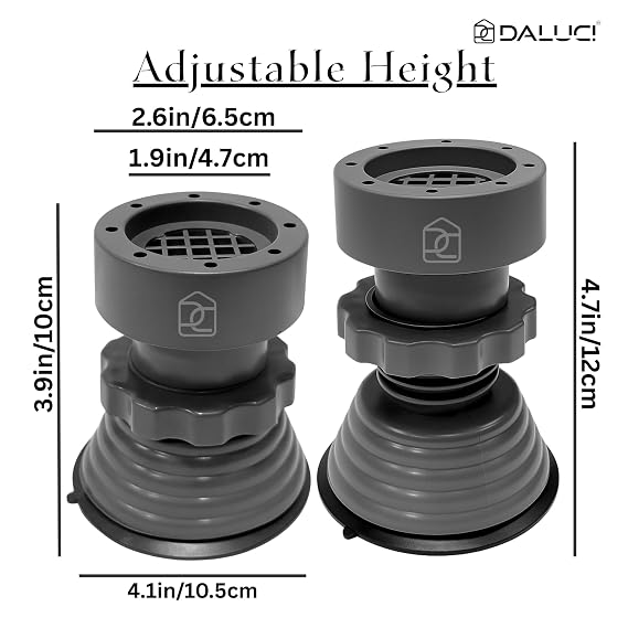 DALUCI Anti Vibration Pads for Washing Machine & Appliances – Heavy Duty Rubber Feet with Suction, Noise Reduction, Shock Absorber Base – Set of 4 Adjustable Pads for Washer, Dryer, Refrigerator | Anti Vibration Pads for Washing Machine