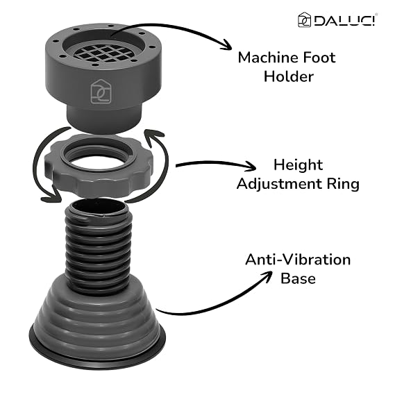 DALUCI Anti Vibration Pads for Washing Machine & Appliances – Heavy Duty Rubber Feet with Suction, Noise Reduction, Shock Absorber Base – Set of 4 Adjustable Pads for Washer, Dryer, Refrigerator | Anti Vibration Pads for Washing Machine