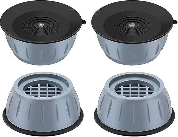 DALUCI 4 Pcs Anti Vibration Pads for Washing Machine with Suction Cup Feet, Refrigerator Stand, Washing Machine Stand, Furniture Base Stand, Fridge Stands for Single Door and Double Door (Blue Round)