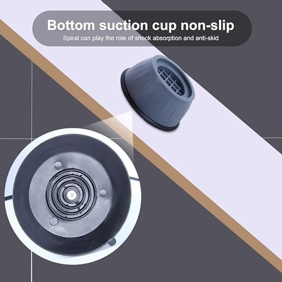 DALUCI 4 Pcs Anti Vibration Pads for Washing Machine with Suction Cup Feet, Refrigerator Stand, Washing Machine Stand, Furniture Base Stand, Fridge Stands for Single Door and Double Door (Blue Round)