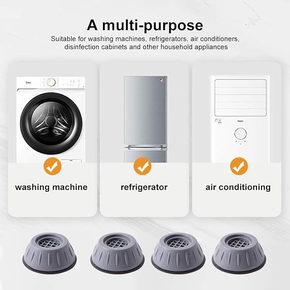 DALUCI 4 Pcs Anti Vibration Pads for Washing Machine with Suction Cup Feet, Refrigerator Stand, Washing Machine Stand, Furniture Base Stand, Fridge Stands for Single Door and Double Door (Blue Round)