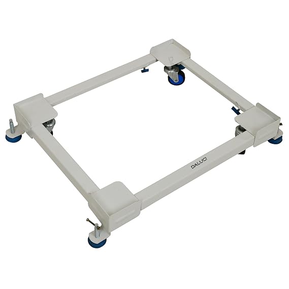 DALUCI Adjustable Washing Machine Stand with Wheels – Heavy Duty Metal Trolley for 6kg, 7kg, 8kg Appliance Base for Top & Front Load Washing Machine, Fridge, Dishwasher | Stands Upto 170Kg (White)