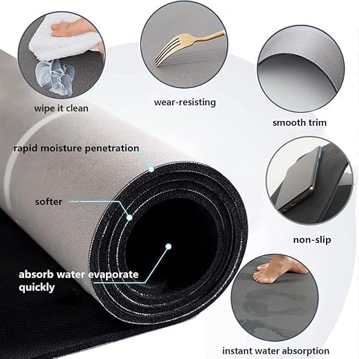 DALUCI 2 Pcs Anti-Fatigue Kitchen Mats, Waterproof Memory Foam Rugs, Non-Slip Floor Mats, Comfort Runner Carpets for Kitchen, Dining, Laundry Rooms Standing Desk Mat - Easy to Clean (2 Pcs Set)