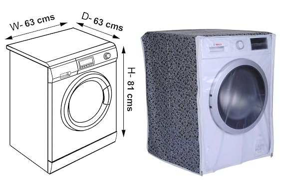 DALUCI Washing Machine Cover Front Load Compatible For IFB Front Load Washing Machine 7Kg, 7.5Kg, 8Kg, 8.5Kg | Waterproof & Dustproof Heavy Duty Fabric Protector (Black & Grey, 63x63x81 cm)