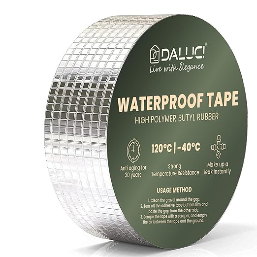 Super Strong Waterproof Butyl Tape for Leakage Repair – Self Adhesive Heavy Duty Aluminum Foil Tape for Roof Waterproofing