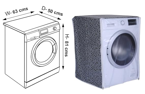 DALUCI Front Load Washing Machine Cover Suitable for LG 5.5 Kg, 6 Kg & 6.5 Kg (Black & Grey, 50Cms x 63Cms x 81Cms)