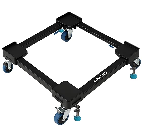 DALUCI Adjustable Washing Machine Stand with Wheels – Heavy Duty Metal Trolley with Anti Vibration Rubber Grips for 6kg, 7kg, 8kg Appliance Base for Top & Front Load Washing Machine, Fridge, Dishwasher, Refrigerator Stand.